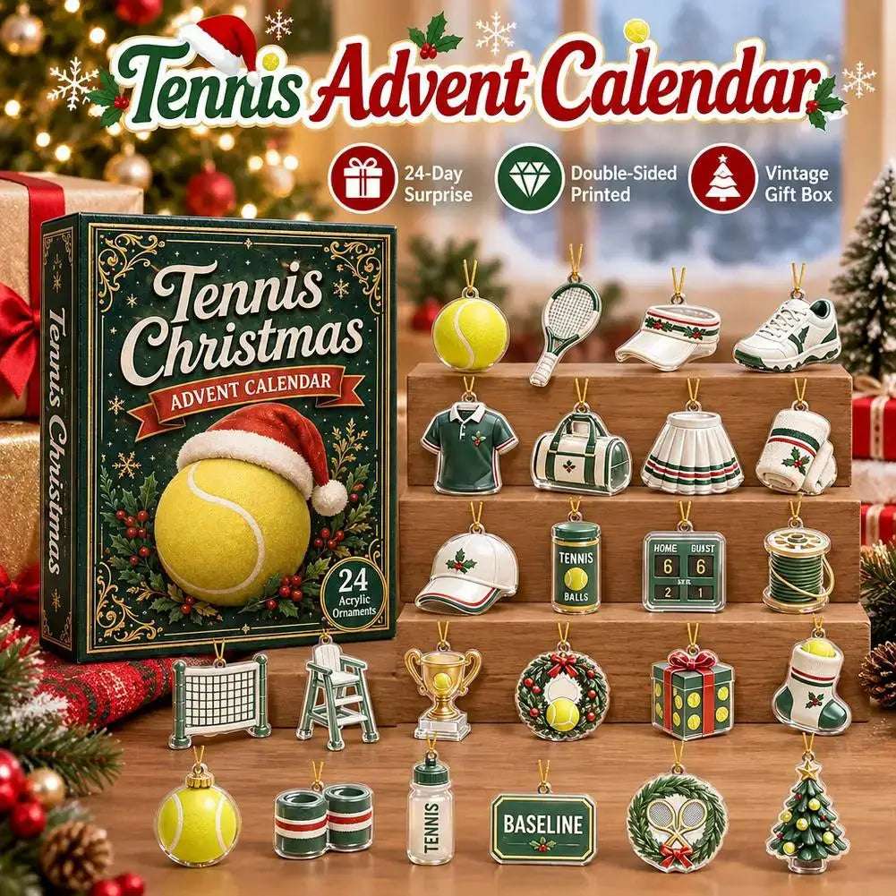 Tennis Advent Calendar | 24 Day Countdown | Clear Acrylic Ornaments