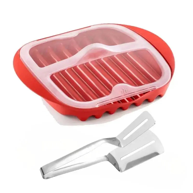 Microwave Bacon Tray | With Splatter Lid | Silicone Nonstick | One Size