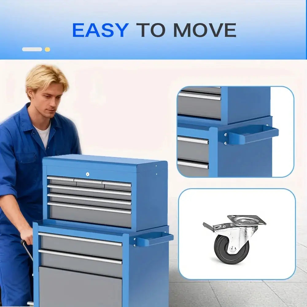 8/4 Drawer High Capacity Rolling Tool Chest, 2-In-1 Removable Cabinet Storage Tool Box with Wheels And Drawers, Detachable Toolbox with Lock for Workshop Mechanics Garage, Carshop from PriceLows™
