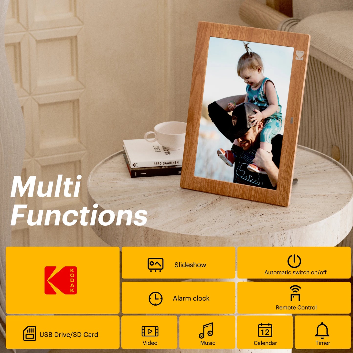 Kodak Digital Photo Frame | 10.1 Inch Display | 1280x800 HD | Remote Included