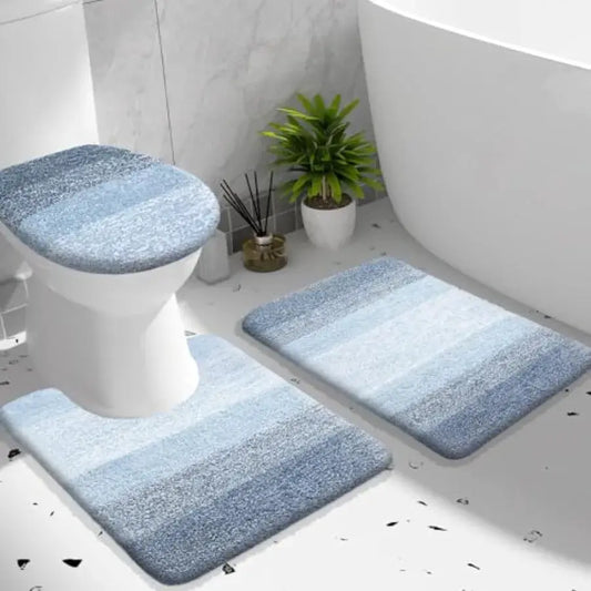 Bathroom Rugs Sets 3 Pcs Soft Microfiber Absorbent Bath Mat U-Shaped Contour Toilet Mat and Toilet Lid Cover Quick Dry Machine from PriceLows™