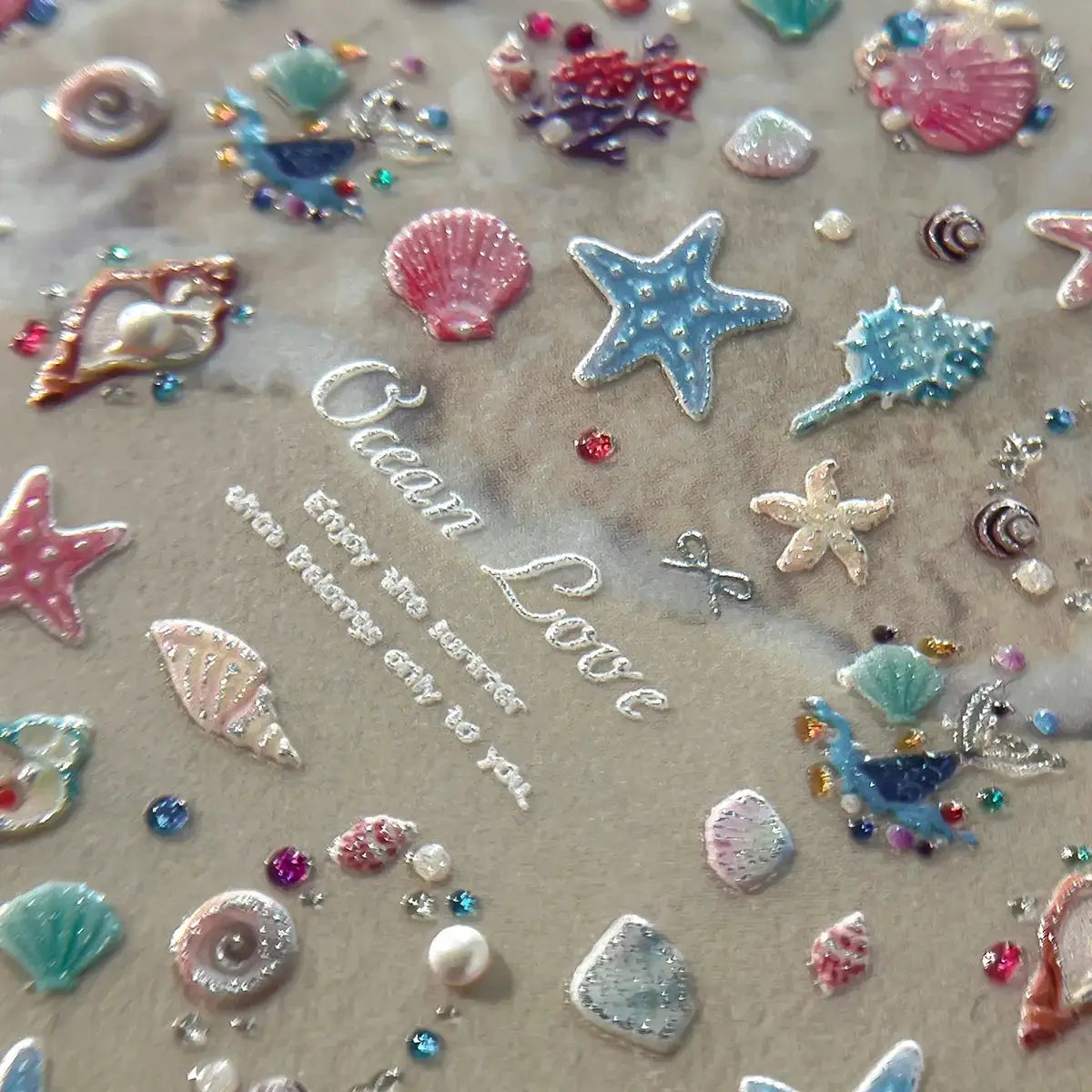 Silver Foil Ocean Nail Stickers 5D Embossed Starfish Shell Nail Art Decals Metallic Marine Manicure Decoration Summer DIY from PriceLows™