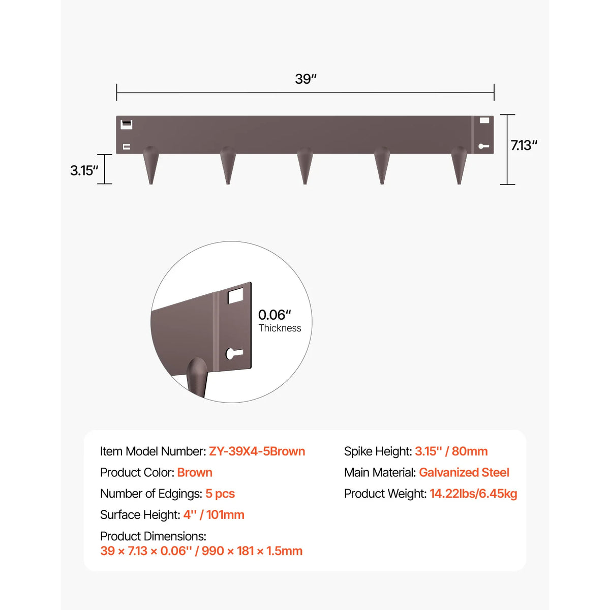 Steel Landscape Edging | Rust Resistant | Bendable | 39X3 Inch
