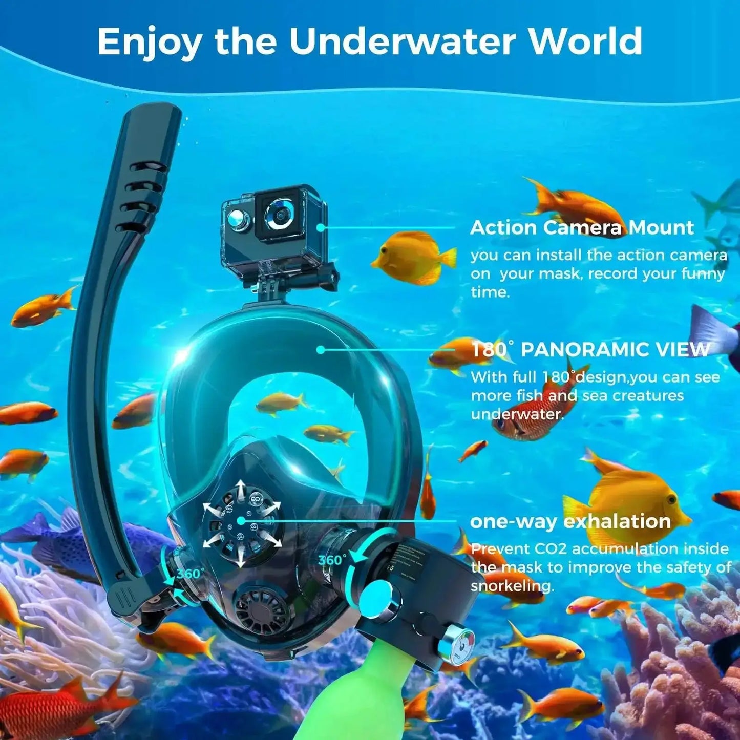 TRIMIX Mini Scuba Lung Tank 0.5L With Snorkeling Mask Support Up to 10 Minutes Underwater Breathe 5 Meter Depth from PriceLows™