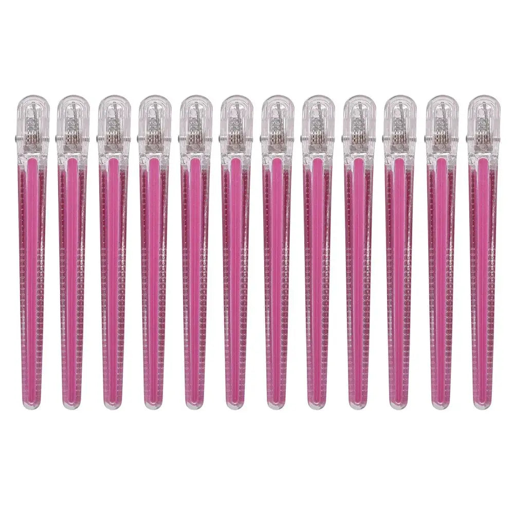 Pro Seamless Hair Clips | 12 Pcs Plastic Alligator Barbershop Styling Tools