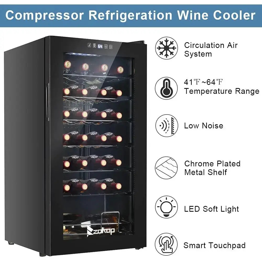 Compact Adjustable Temperature Wine Cooler, Freestanding Mini Fridge with Digital Control and Removable Shelves from PriceLows™