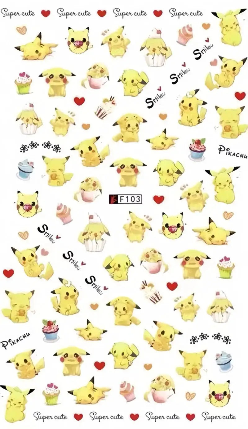 1PCS Cartoon Kawaii Pokémon Nail Stickers 3D Sanrio Hello Kitty Stickers For Nails Nails Accesories Anime Kuromi Nail Supplies from PriceLows™
