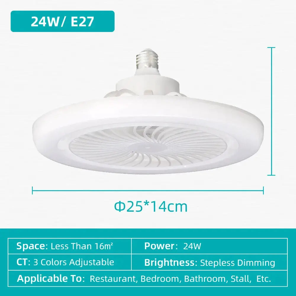 Dimmable Ceiling Fan Light | 110V/220V | E27 Base | Remote, 3 Color Temperatures