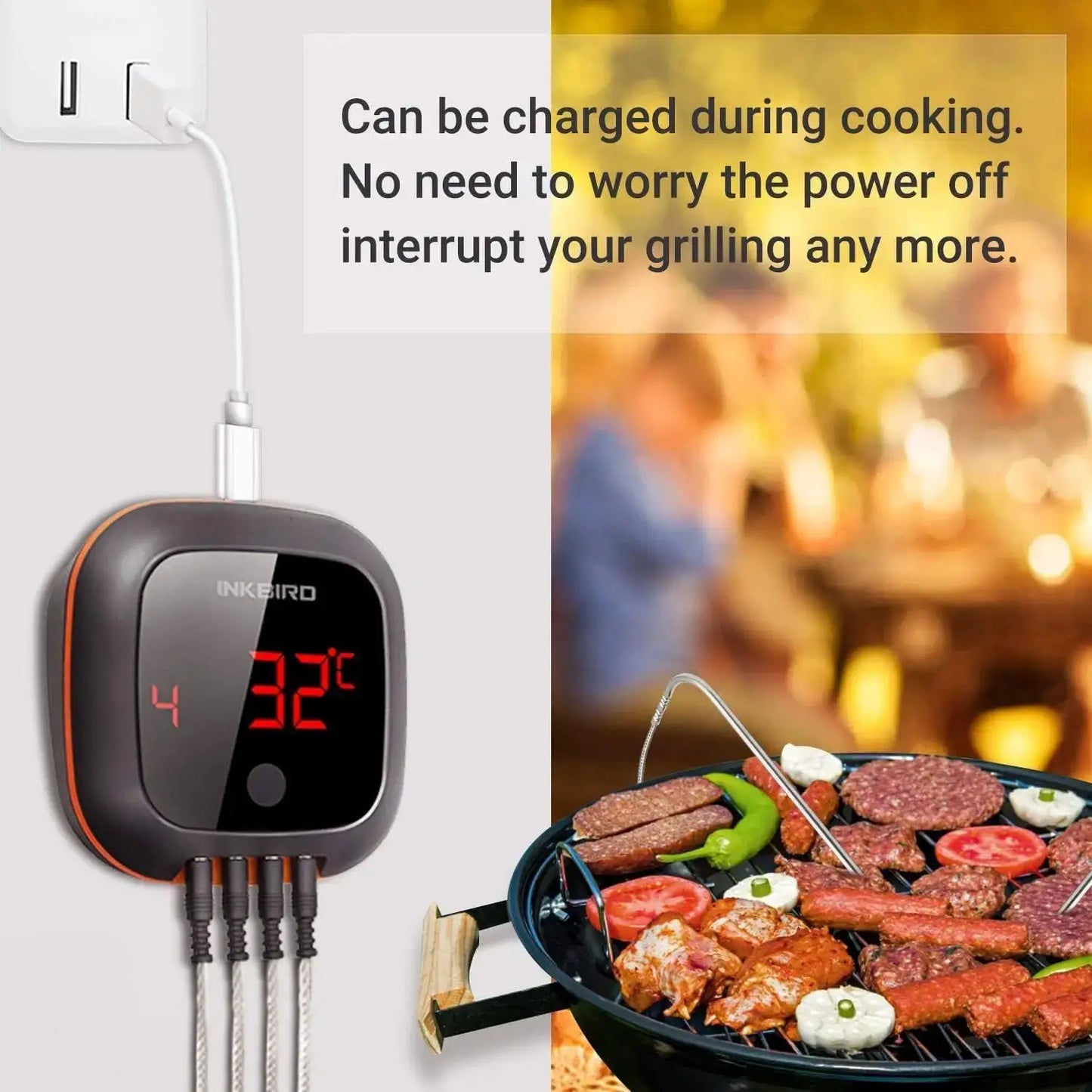 Wireless Bluetooth Meat Thermometer with 4 Probes, 150ft Range, BBQ Grill Smoker Oven Cooking from PriceLows™