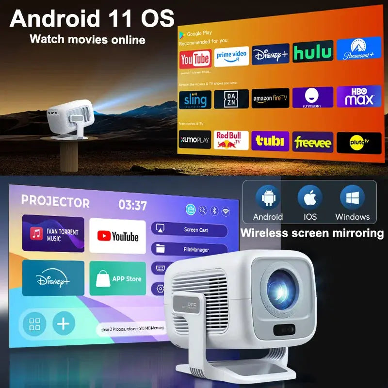 Portable Projector | Auto Focus | Bluetooth | 1080P Display