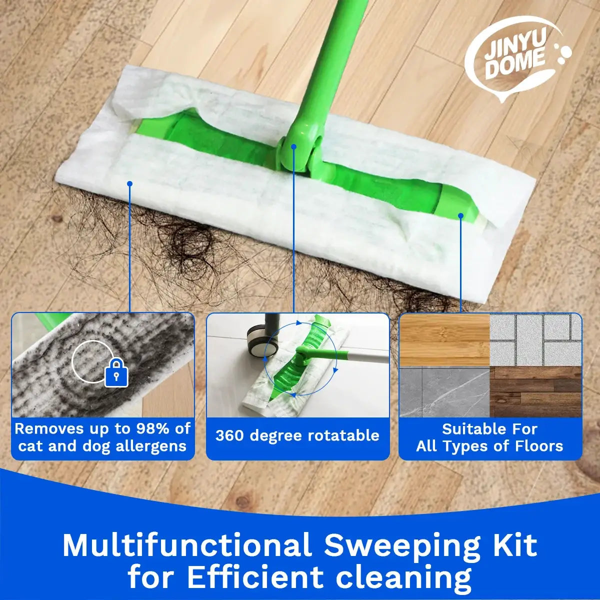 JINYUDOME 8.8x12inch Disposable Electrostatic Dust Mop Pads High-Efficiency Swiffer Compatible Wet/Dry Mop Floor Cleaning Cloth from PriceLows™
