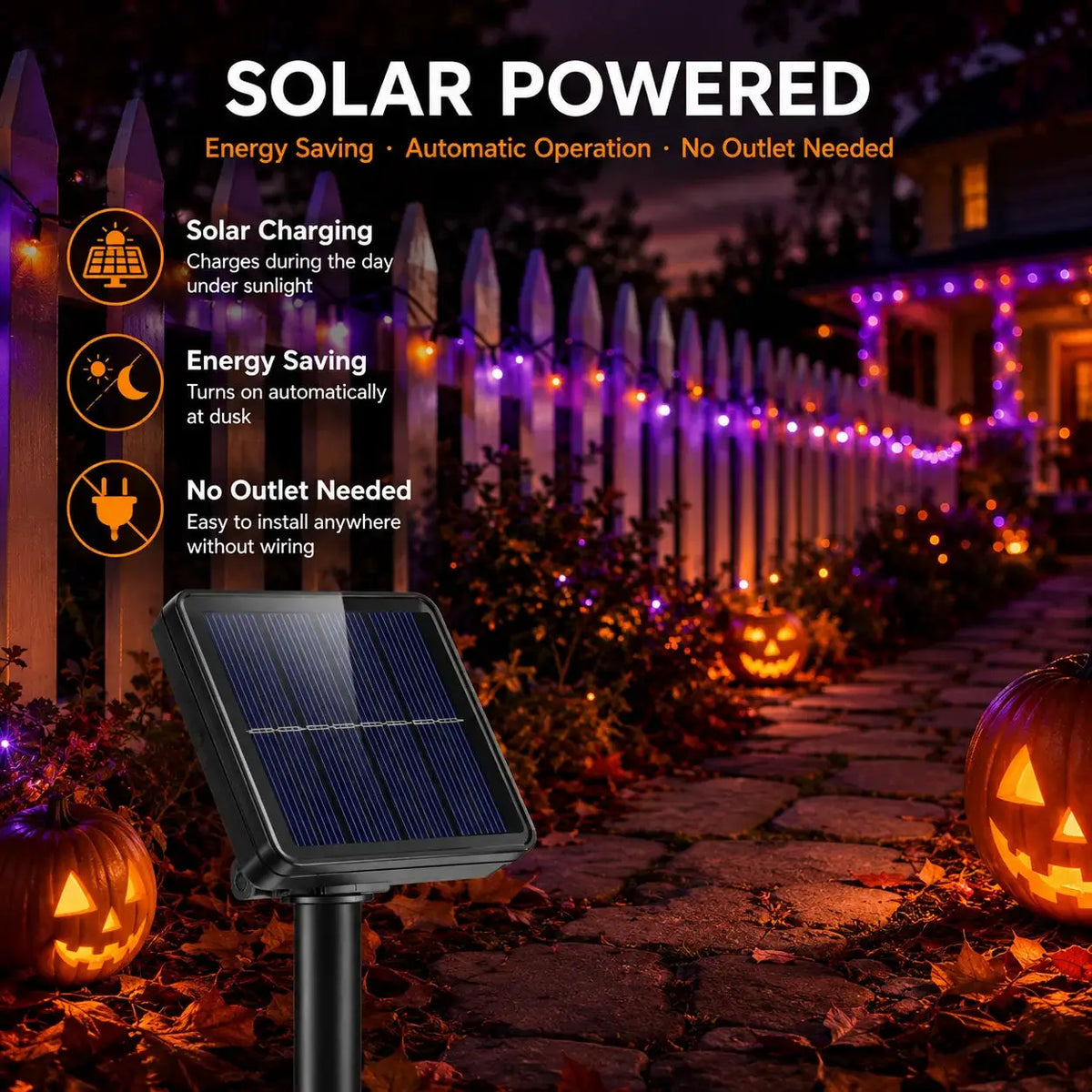 Halloween Solar String Lights | 335 Ft Length | 800 LED Bulbs | With Remote