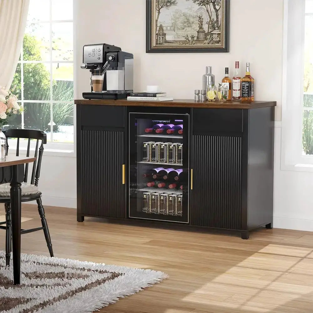 Large Coffee Bar Cabinet with Ridge Space, Mini Ridge Cabinet for Wine Storage, Buffet Sideboard Table, Modern Design, 53.2 Leng from PriceLows™