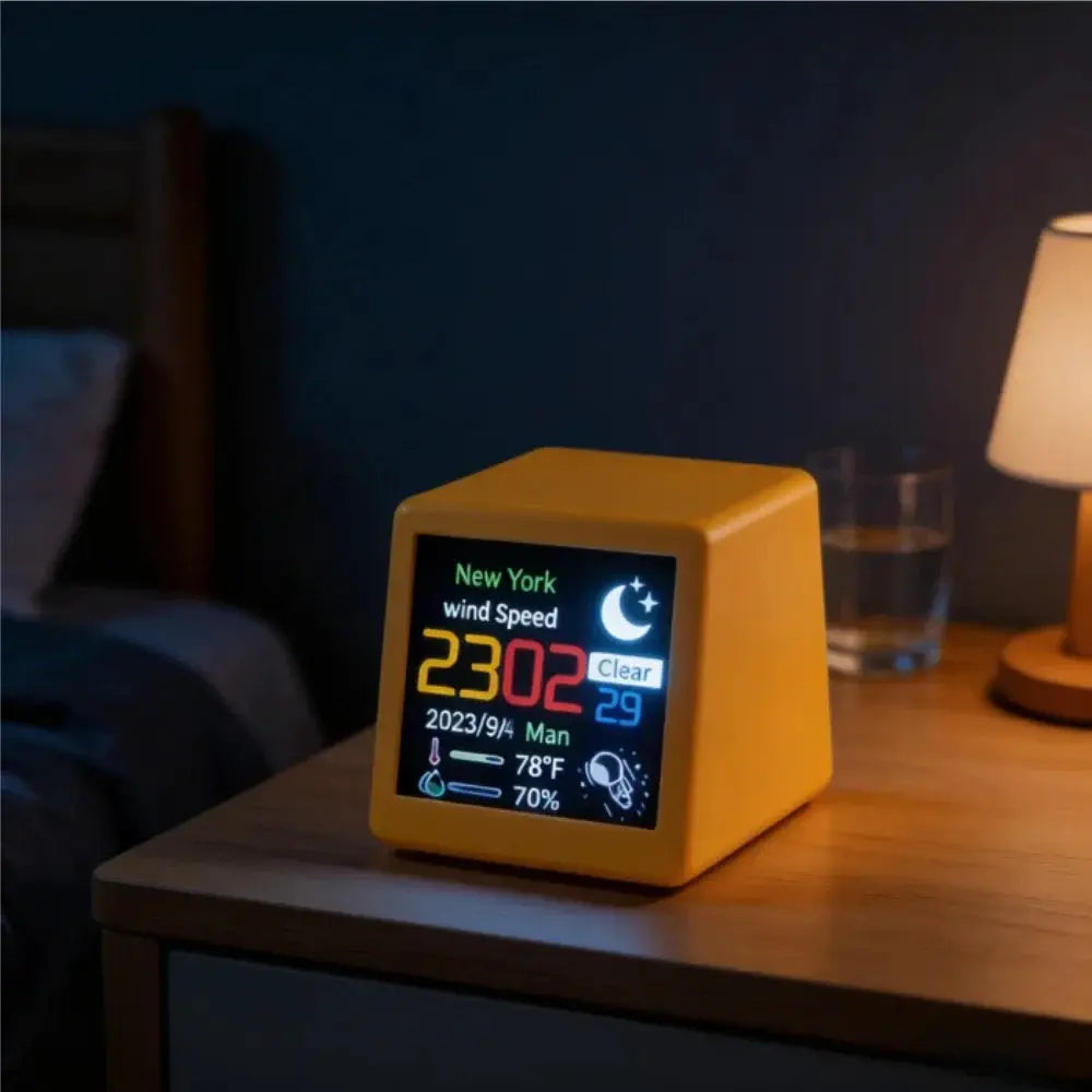 Small Portable Smart Wifi Weather Station Display Weather Temperature Humidity Time Alarm Clock Desktop Decoration from PriceLows™