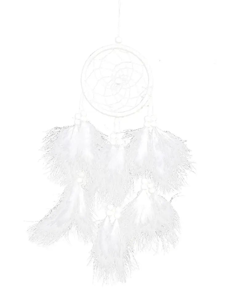 White Dream Catcher Wind Chime Creative Hand-woven Feather Car Pendant Bedroom Garden Outdoor Hanging Ornaments Home Decoration from PriceLows™