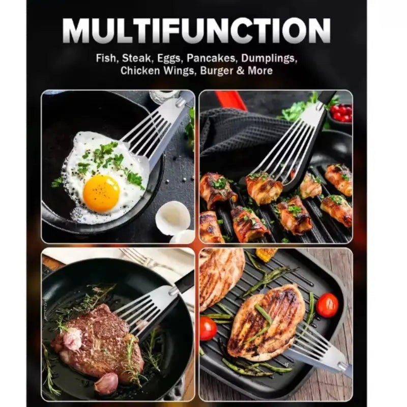 The Kitchen Anti-scalding Frying Spatula Heat-resistant Frying Fish Spatula All Stainless Steel Spatula Home Outdoor Cooking from PriceLows™