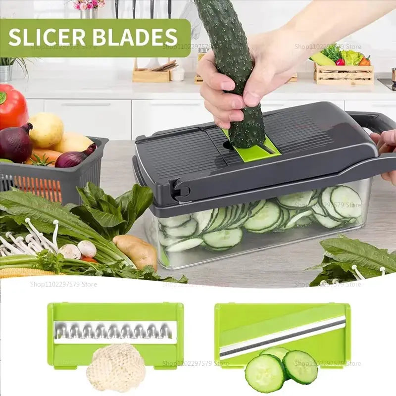 Vegetable Chopper | Stainless Steel Blades | 3 In 1 Grater Slicer | Portable