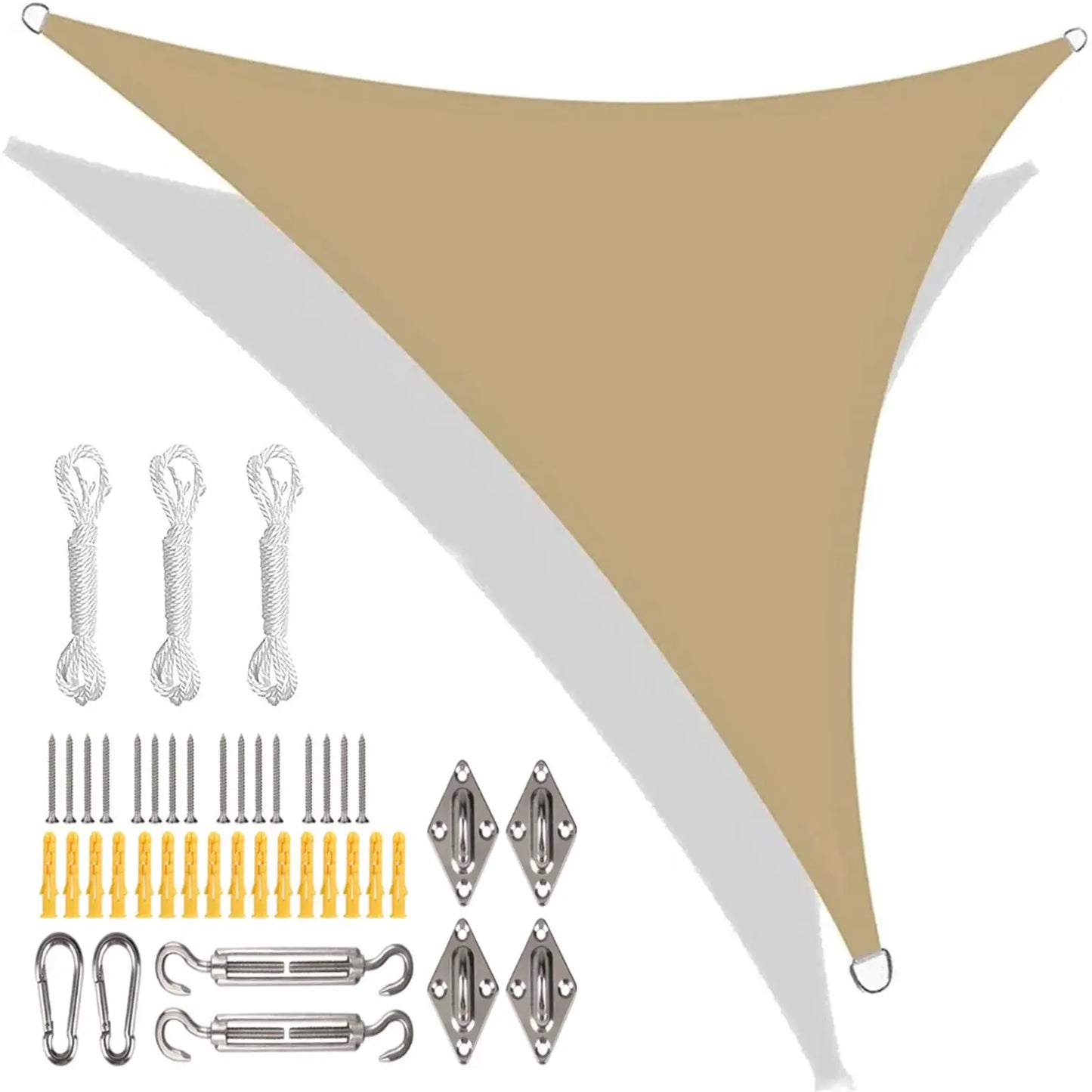 Triangle Sun Shade Sail | Waterproof UPF50+ Poly Canvas | Backyard Patio Garden Canopy