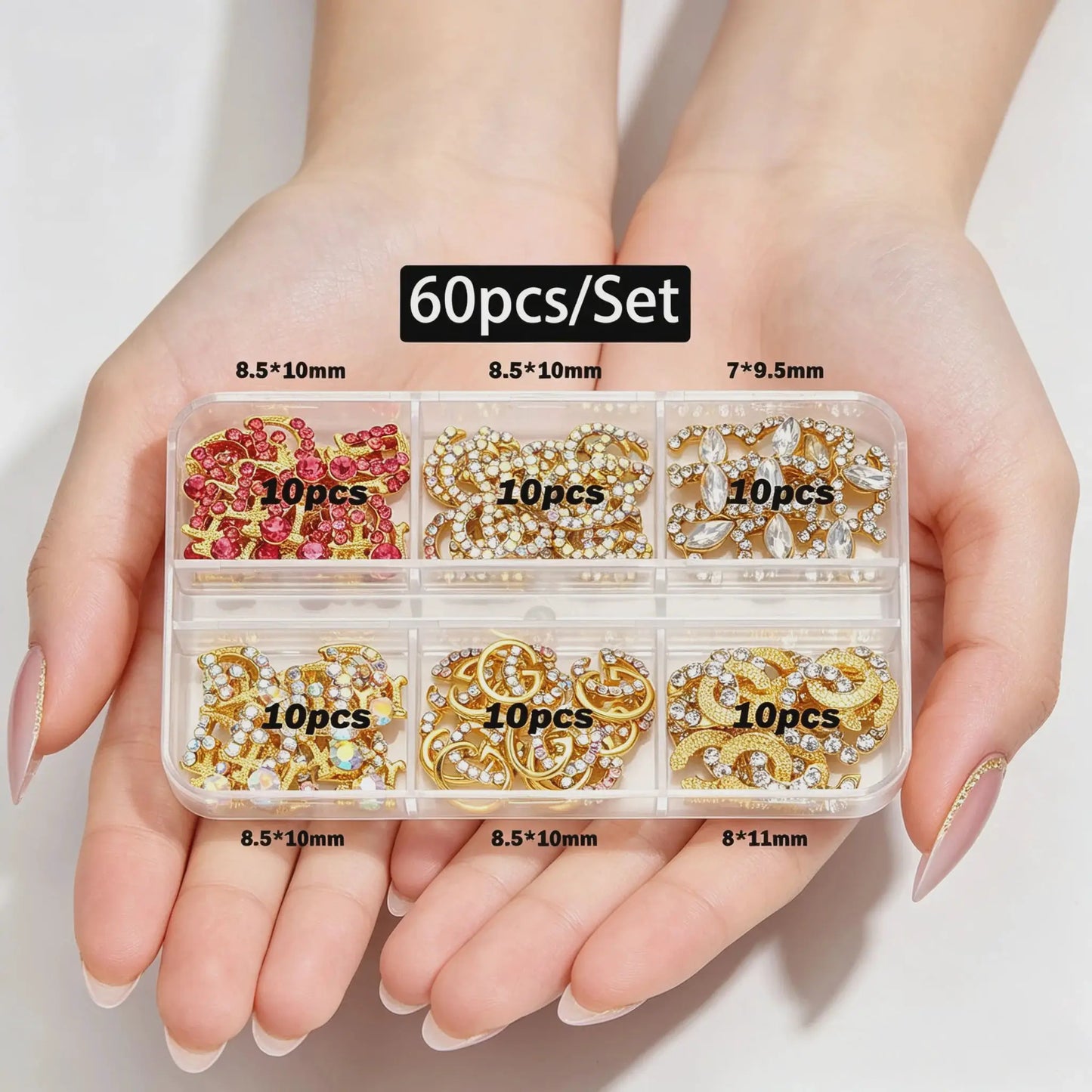 30/60pcs/Box 3D Luxury Metal Nail Art Decorations Alloy Shiny Rhinestones Pearl Gems Zircon Diamond Charms DIY Nail Accessories from PriceLows™