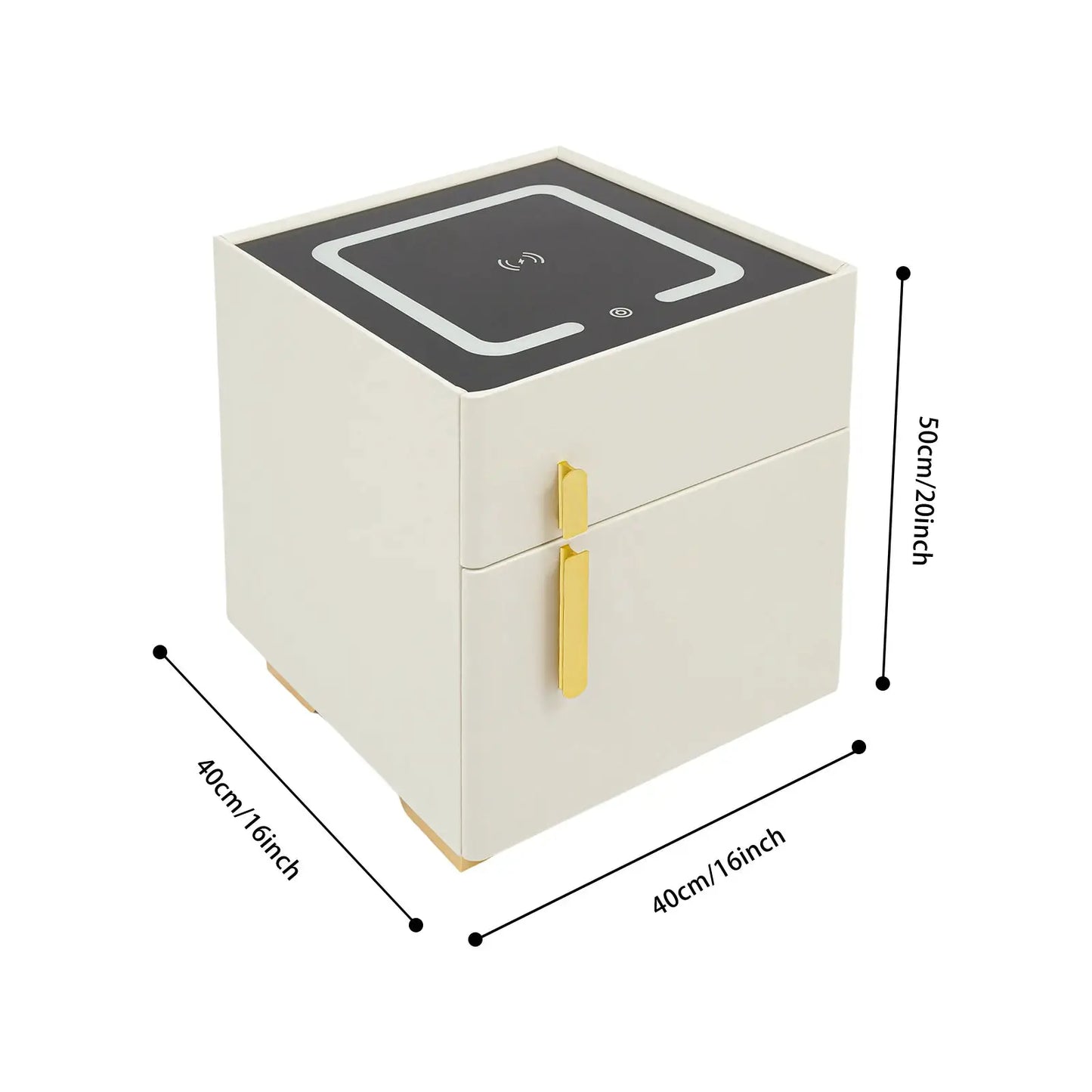 Smart Nightstand w/ Drawer & Safe Wireless Charging Nightstand Solid Wood Night Stand w/ 2 Drawers LED Bedside Tables for Bedroo from PriceLows™
