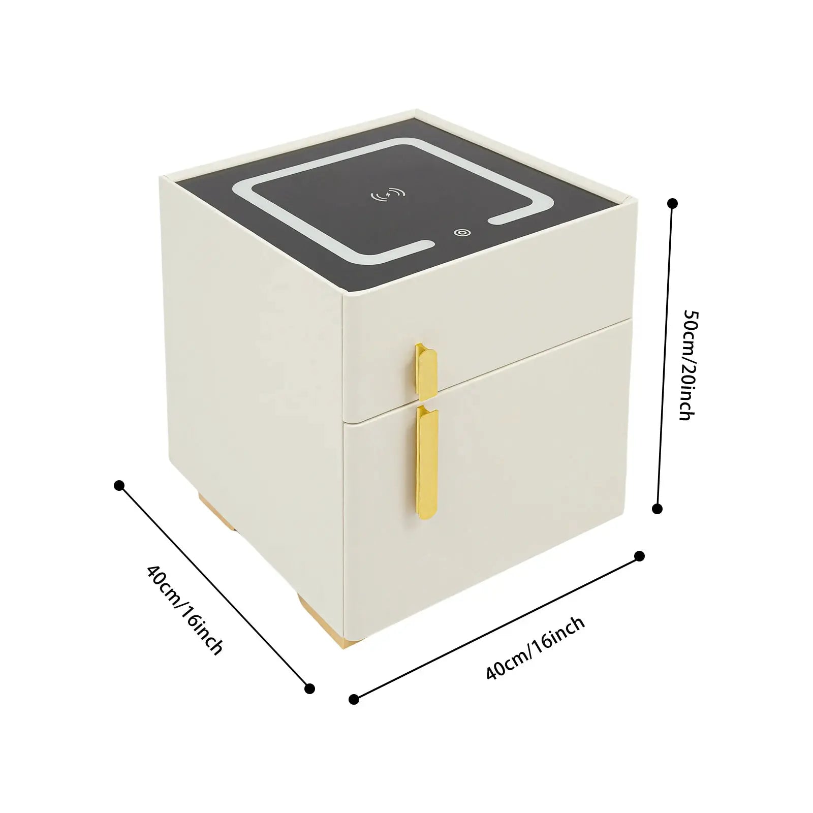 Smart Nightstand w/ Drawer & Safe Wireless Charging Nightstand Solid Wood Night Stand w/ 2 Drawers LED Bedside Tables for Bedroo from PriceLows™