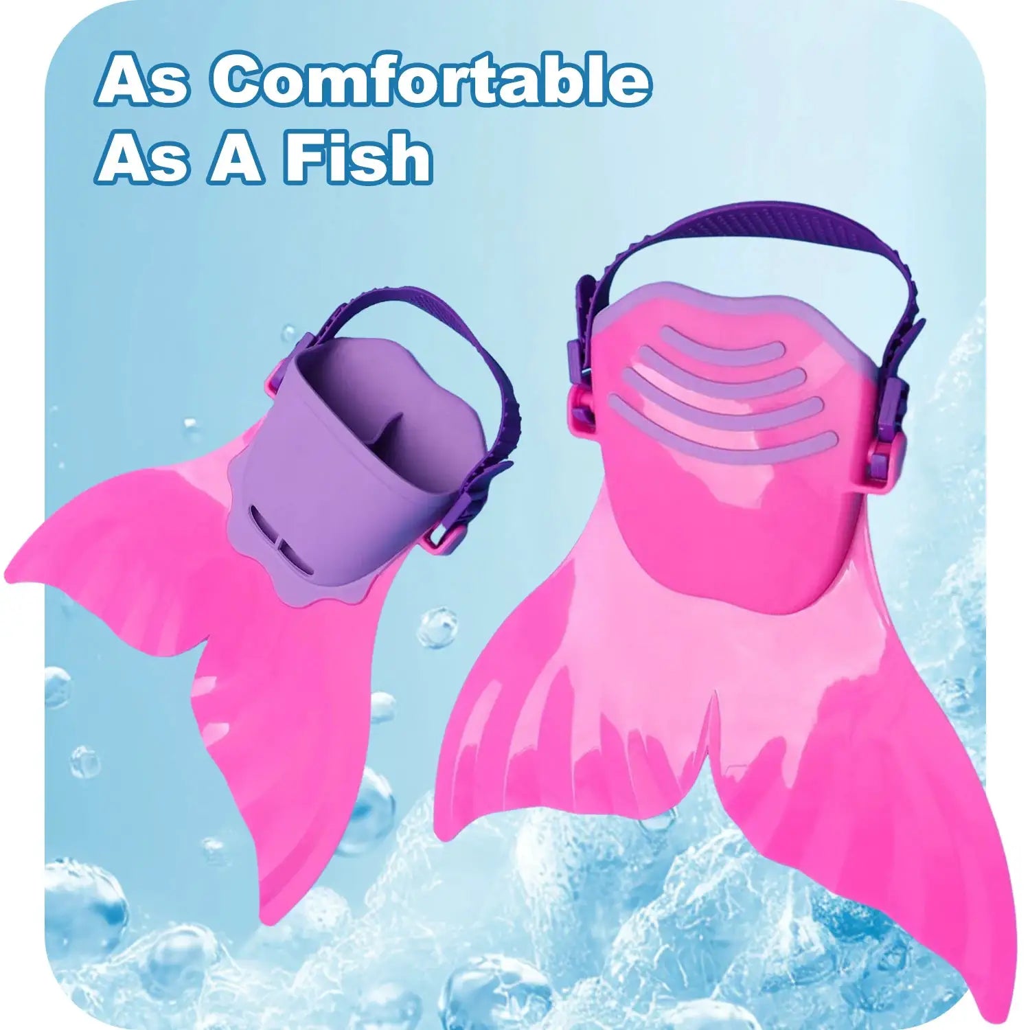 Adjustable Mermaid Silicone Fins Swimming Training & Beach, Soft Body Hard Fin with 3 Non-Slip Grips, Photo Cosplay Gear for Kid from PriceLows™