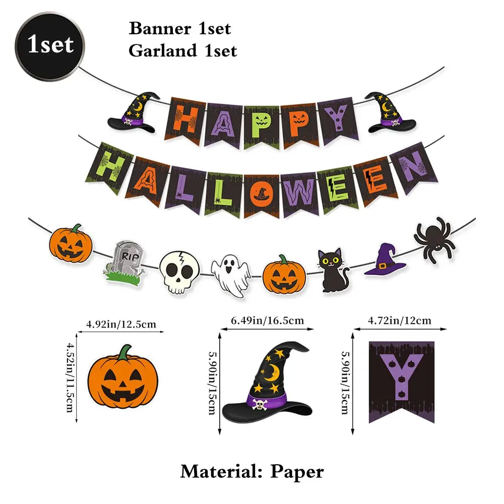 Halloween Decor Set | Paper Material | Hanging Items | Assorted Designs