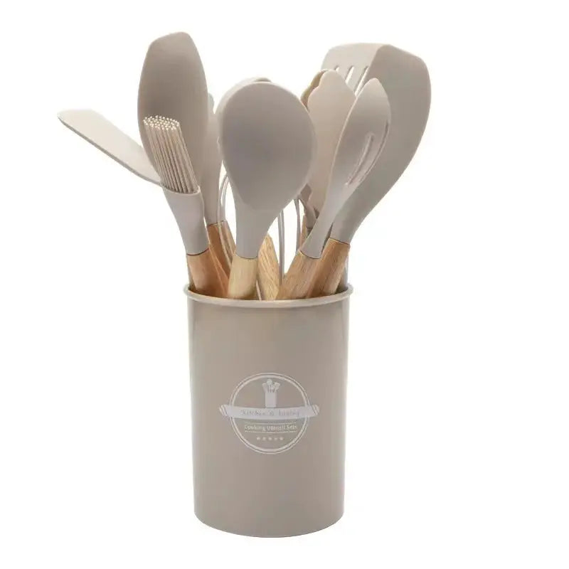 12-Piece Set Spatula Scraper Non-stick Kitchen Utensils Set Mini Version Silicone Kitchen Utensils Wooden Handle Silicone from PriceLows™