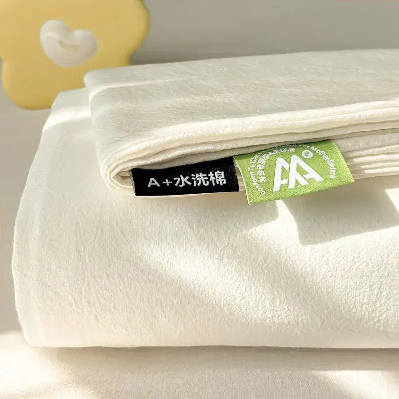 100%Organic Washed Cotton Bed Sheet 3Pcs Basic Percale Weave Soft Breathable Eco-Friendly Kids Adults Flat sheet Pillowcases from PriceLows™