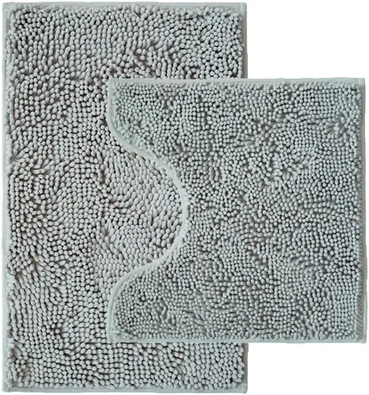 Bathroom Rugs 2 Piece Set, Super Absorbent Chenille Bath Mats with U-Shaped Toilet Rug, Non Slip Backing, Machine Washable for from PriceLows™