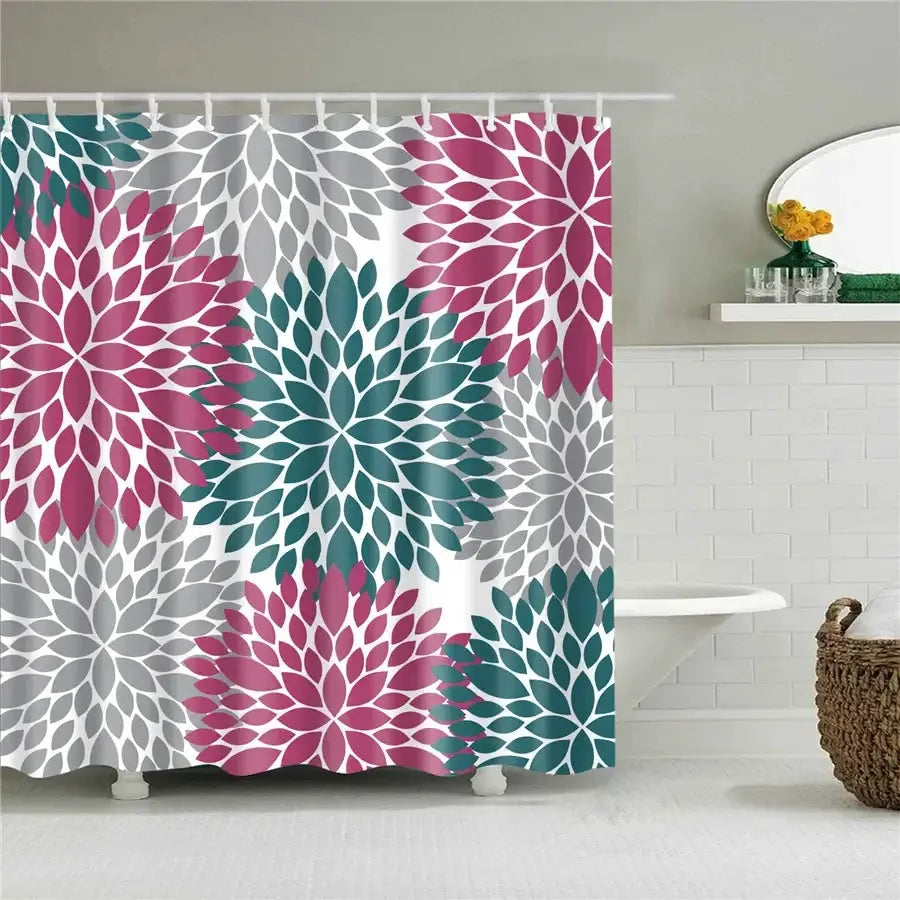 3D Flower Plum Blossom Lotus Lavender Rose Shower Curtains Bathroom Curtain Frabic Waterproof Polyester Bath Curtain with Hooks from PriceLows™