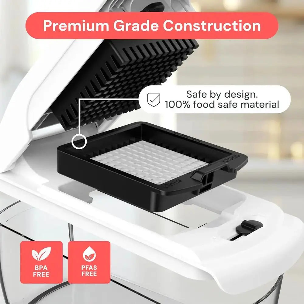 Vegetable Chopper | Interchangeable Blades | Spiralizer Included | White
