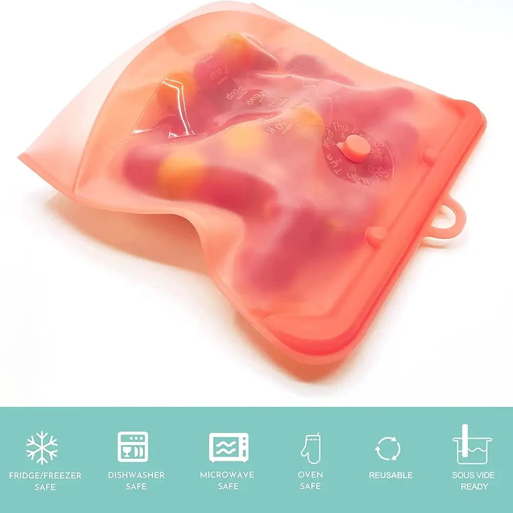 Silicone Reusable Food Bag | Leakproof | BPA Free | 500ml 1000ml 1500ml