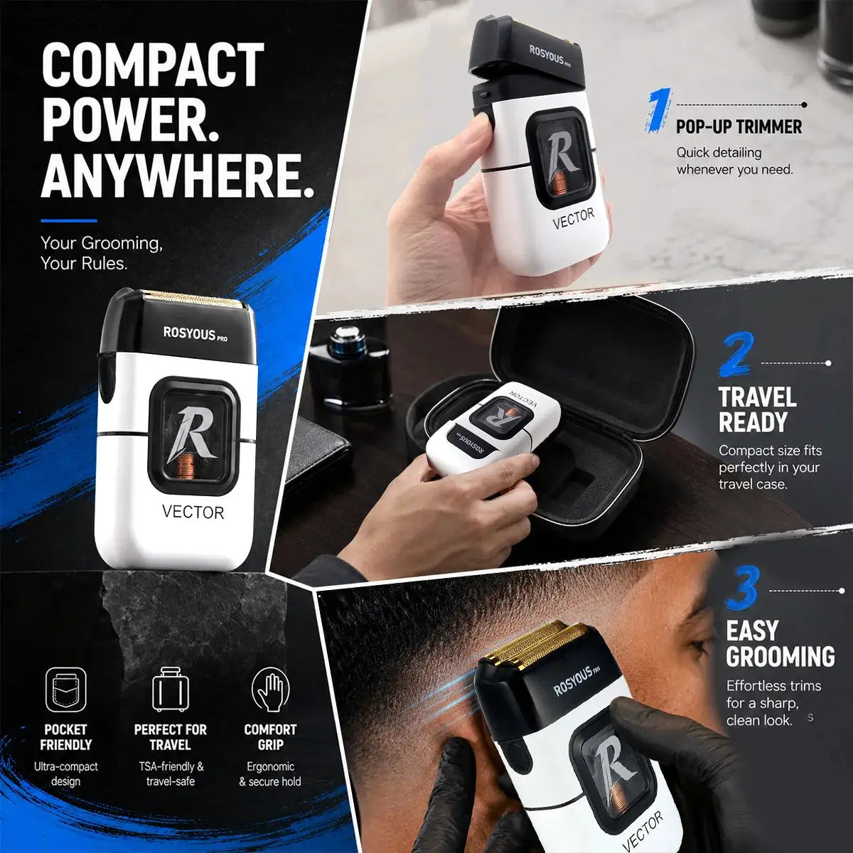Men's Electric Shaver | 999W Motor | Dual Foil Head | Rechargeable