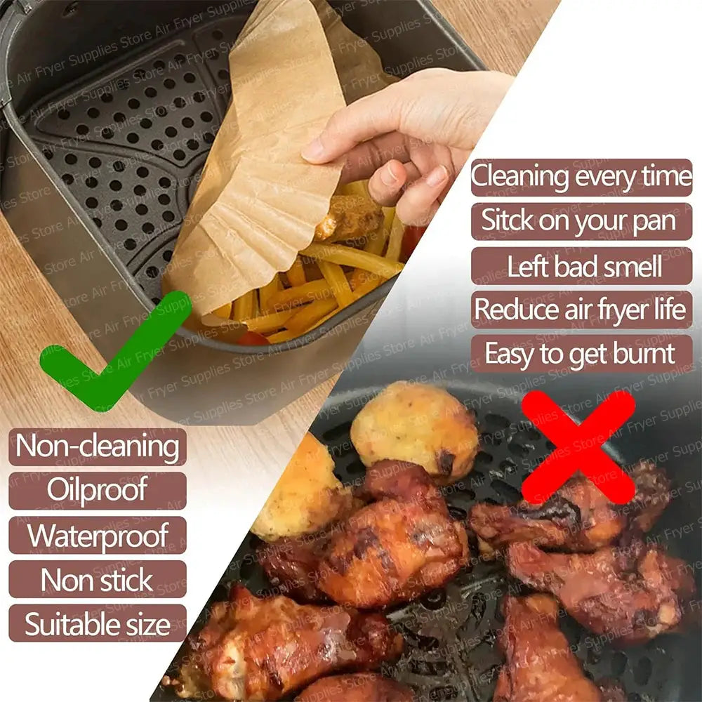 Air Fryer Parchment Paper | Square Liners | 3-12L Compatible | Square