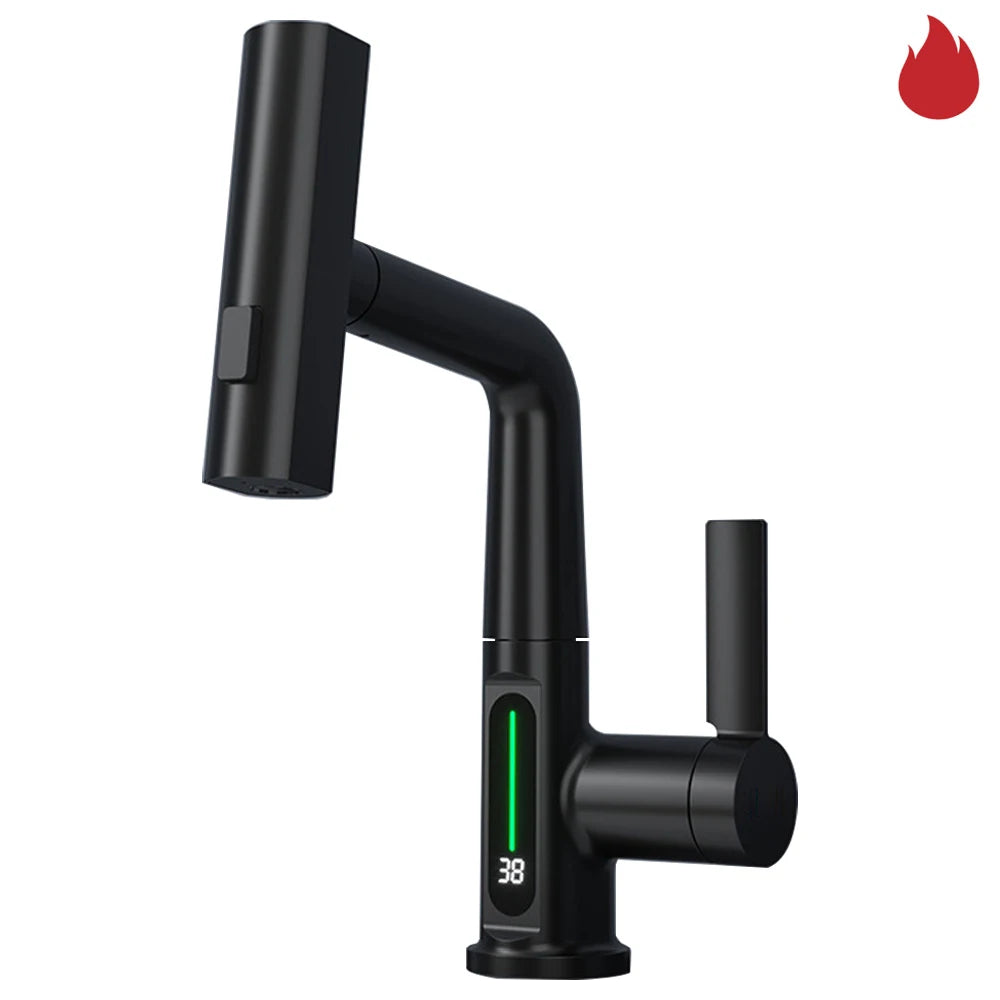 Kitchen Faucet | Waterfall Pull-Out | Digital Display | White