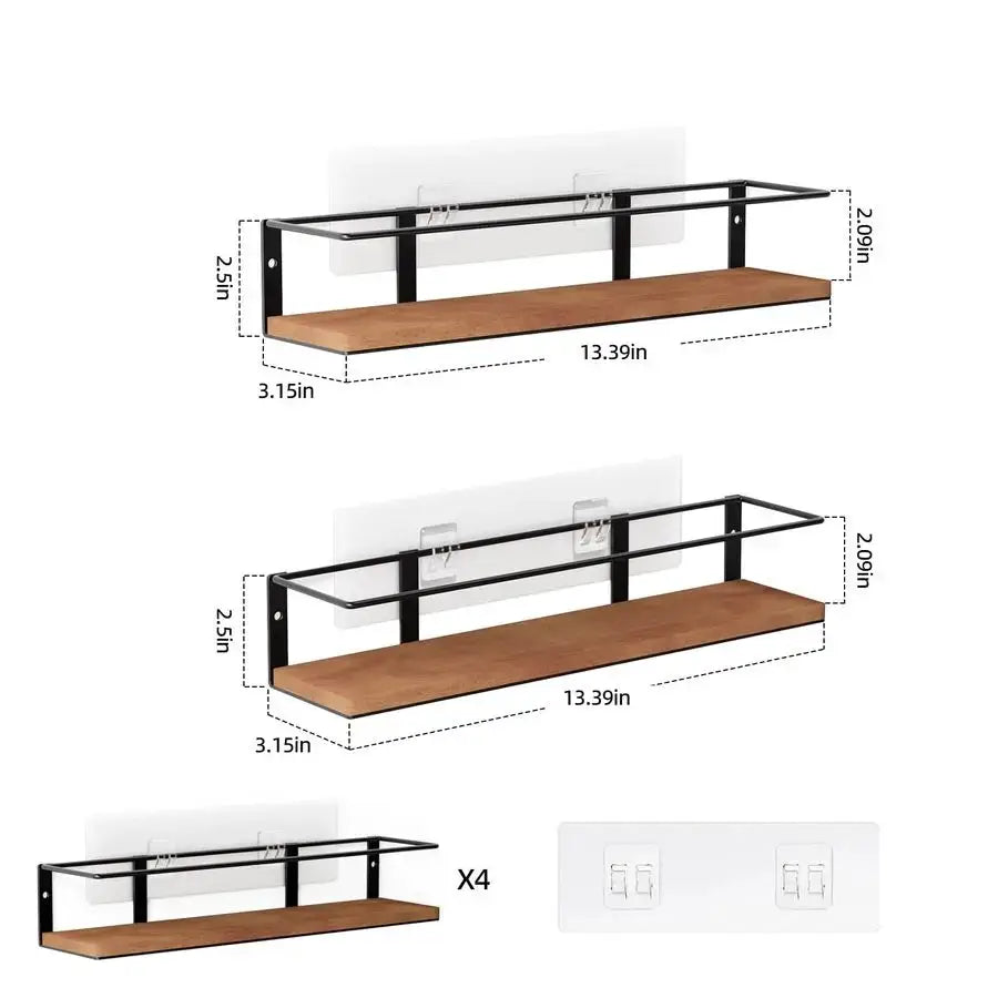 Rack SelfAdhesive or drilling, Rustic Style Hanging Spice Rack, Spice Organization for Cabinet Door or Wall Mount, Over The Stov from PriceLows™