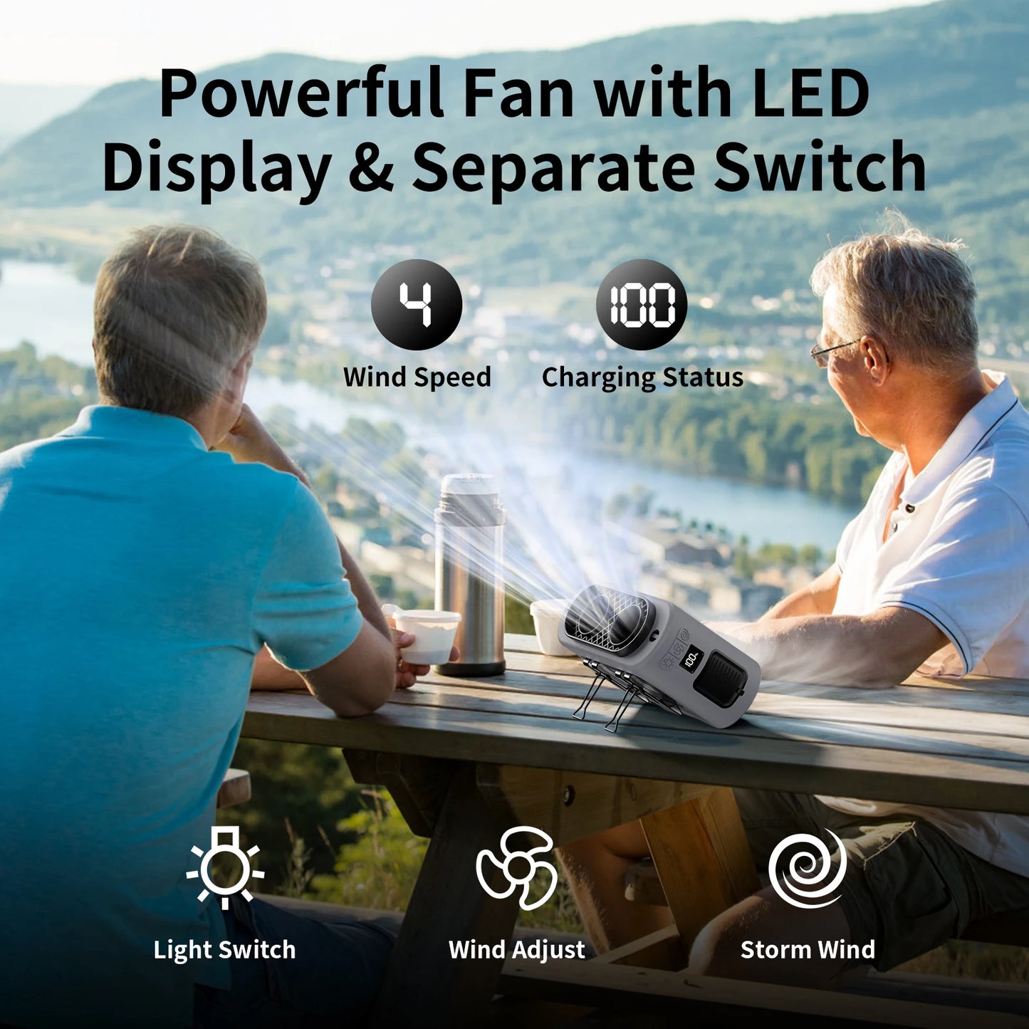 Wearable Neck Fan | 14500mAh Battery | Waist/Neck Mount, CE RoHS | One Size