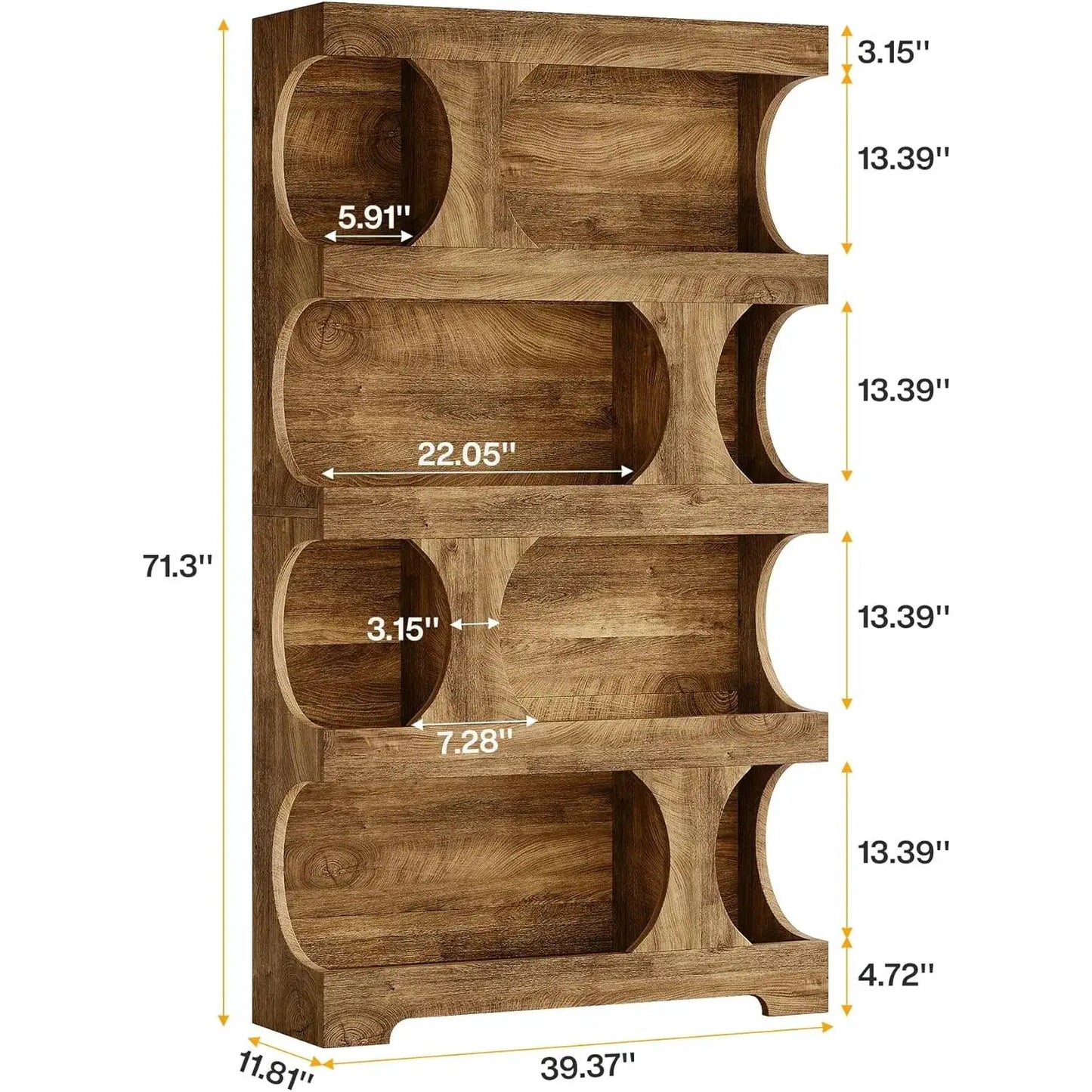 Modern Asymmetrical Bookshelf,Freestanding Display Shelf with Classic Shape,Large Library BookShelf for Living Room, Home Office from PriceLows™