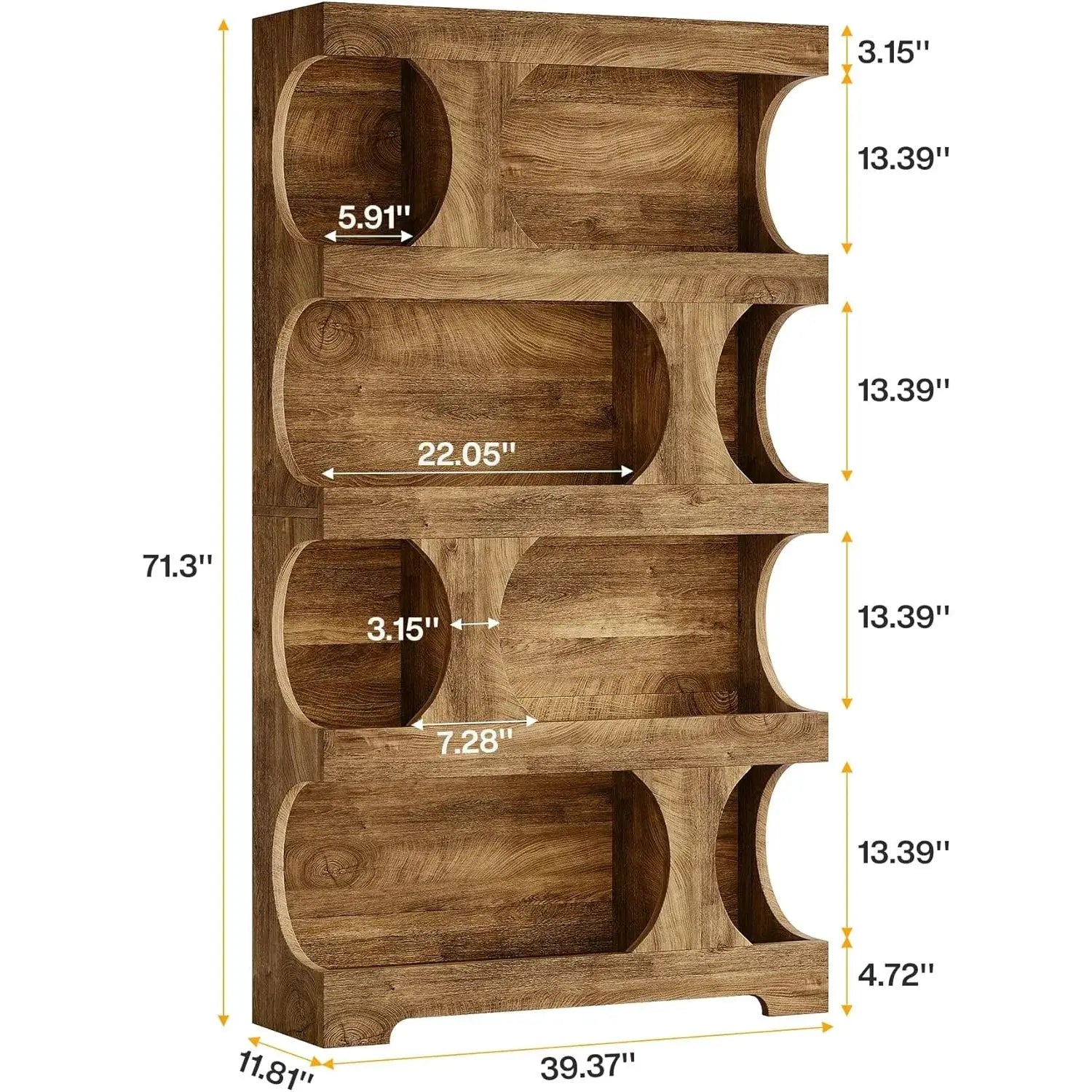 Modern Asymmetrical Bookshelf,Freestanding Display Shelf with Classic Shape,Large Library BookShelf for Living Room, Home Office from PriceLows™