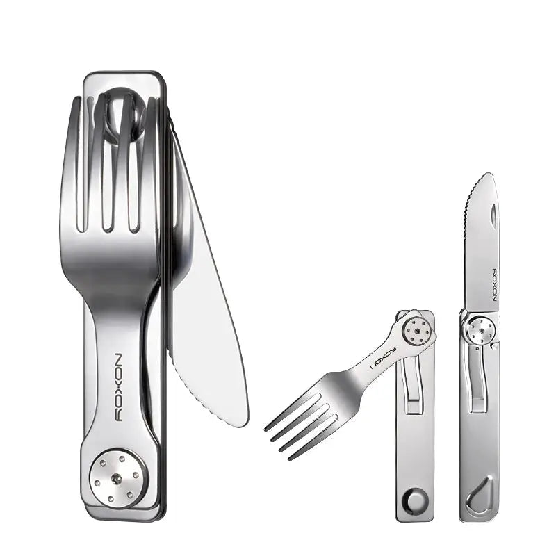 ROXON 3 IN 1 Camping Cutlery Set Knife Fork Spoon Stainless Steel Portable and Detachable from PriceLows™