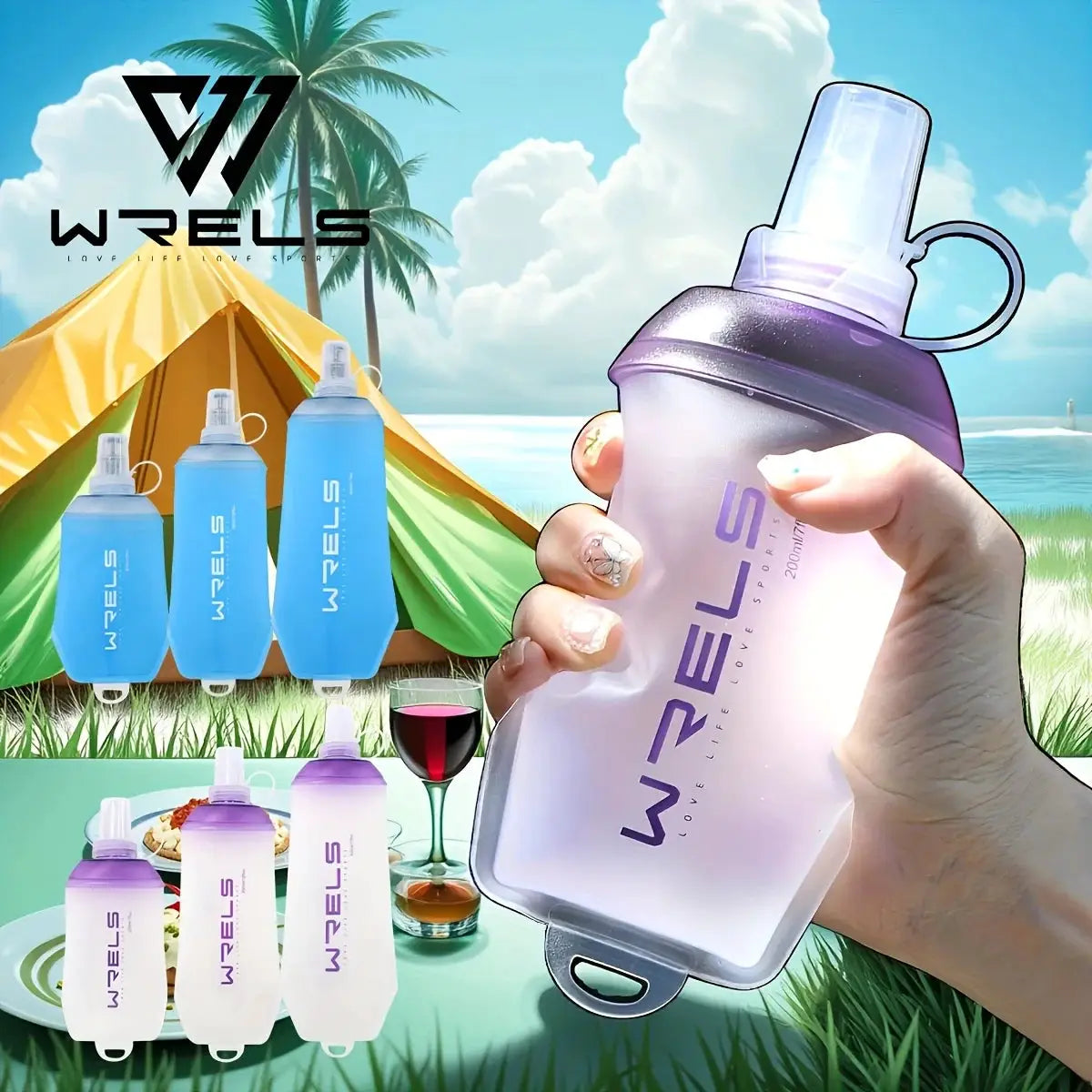 WRELS Folding Collapsible Soft Flask TPU BPA-Free Easy Grip Running Cycling Water Bottle Fitness Hydration Outdoor Water Bottle from PriceLows™