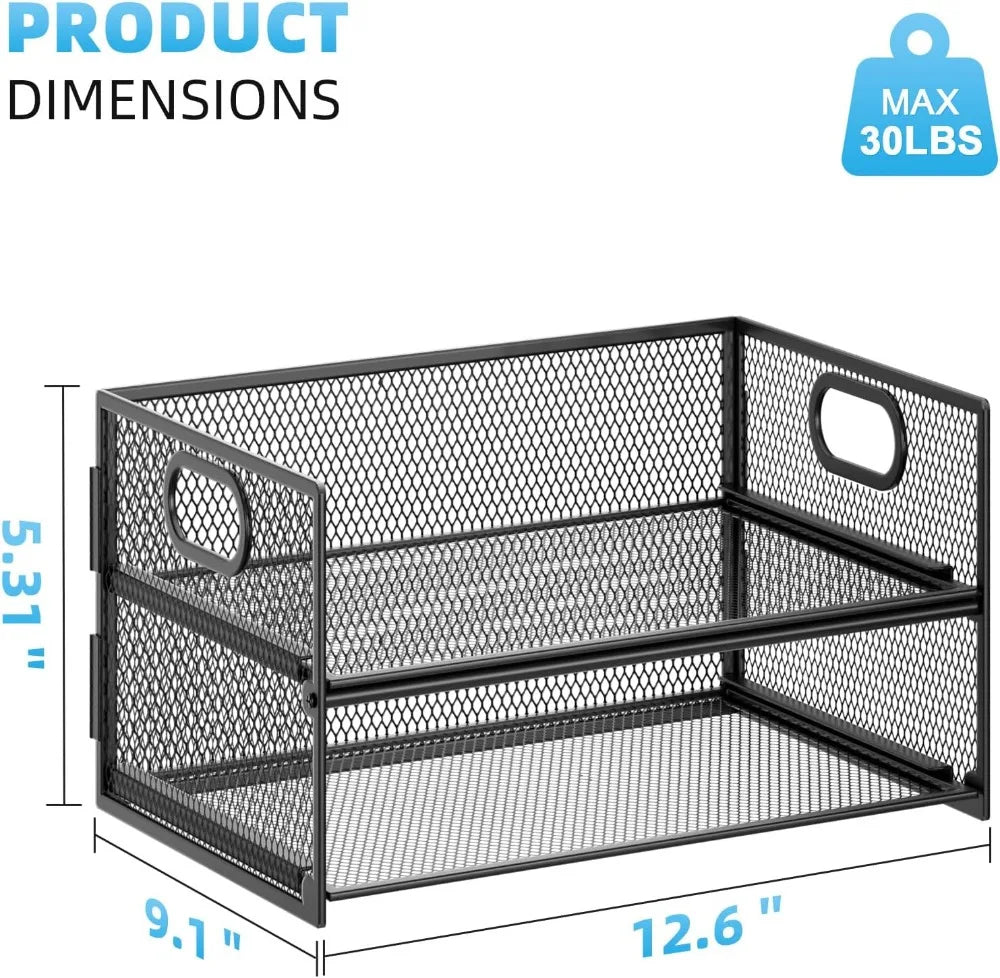 Mesh Paper Organizer Tray | 2 Tier | Letter Size | Black