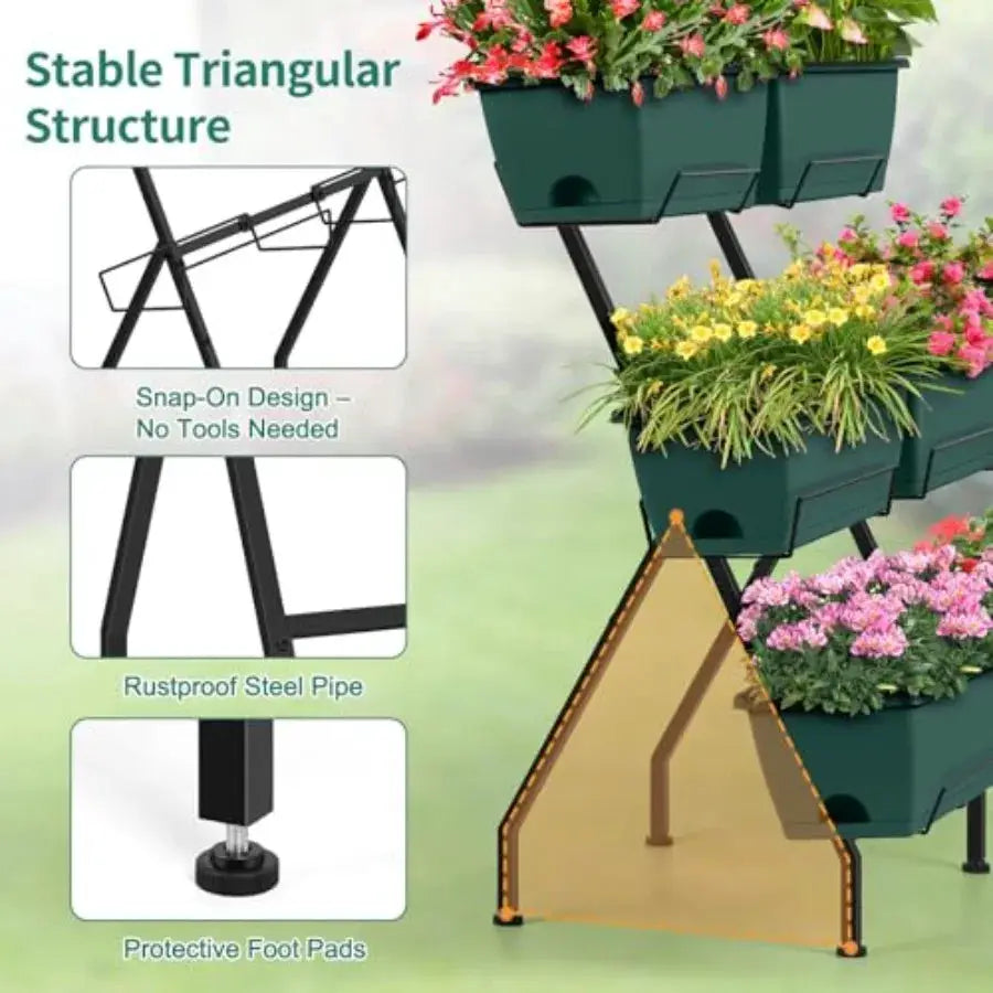 2 Column Vertical Raised Garden Beds 6 Planter Boxes Standing Garden Bed Outdoor/Indoor Herb Garden Tie Planter with Drainage H from PriceLows™