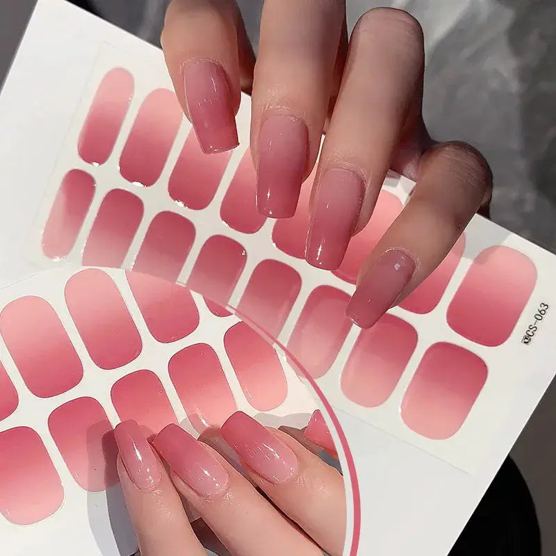 14/16Tips Full Cover Gradient Nail Stickers Multi Color Self Adhesive Slider No Need UV Lamp Cured Press ON Nail Decal from PriceLows™