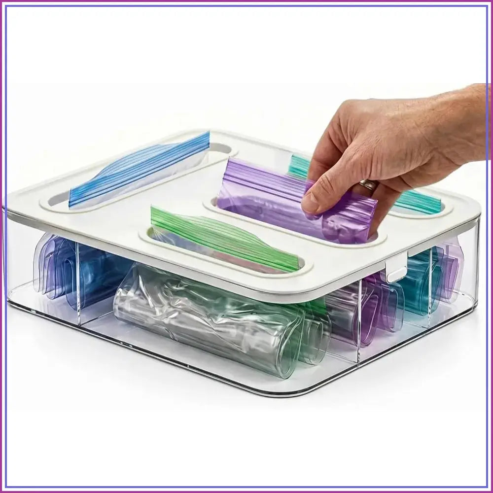 Food Storage Bag Organizer | Drawer Mount | 4 In 1 | Fits All Bag Sizes