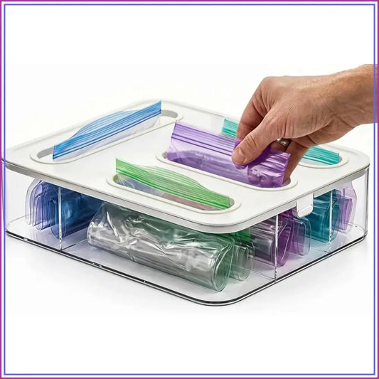 Food Storage Bag Organizer | Drawer Mount | 4 In 1 | Fits All Bag Sizes