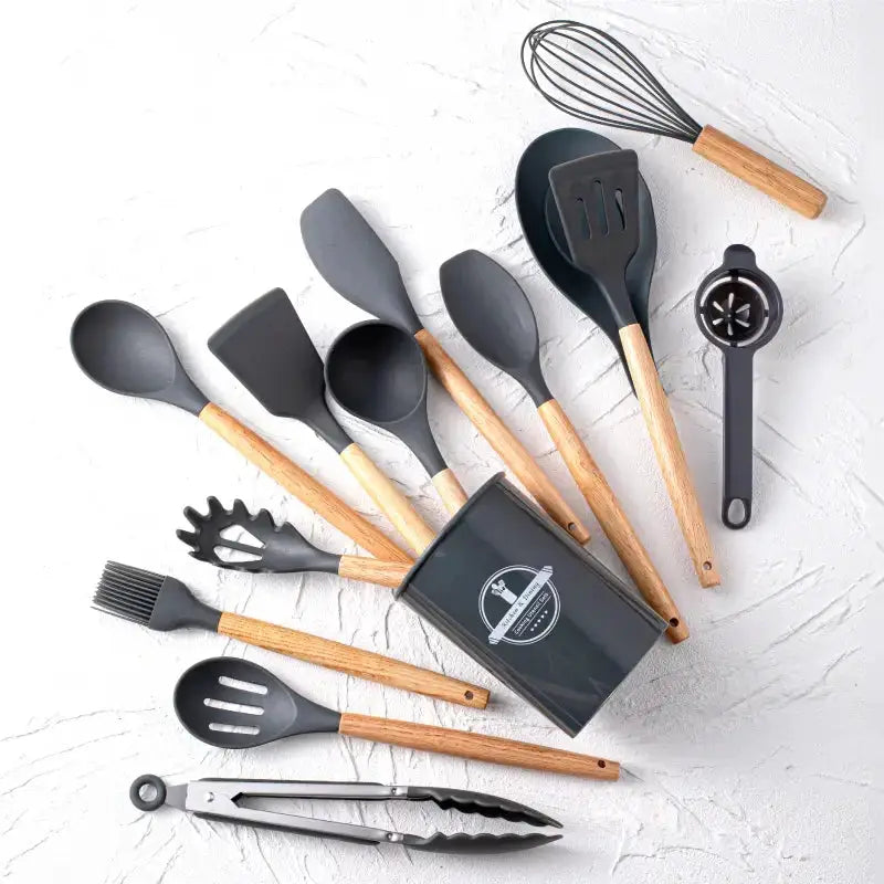 14pcs silicone utensil set with plastic holder from PriceLows™