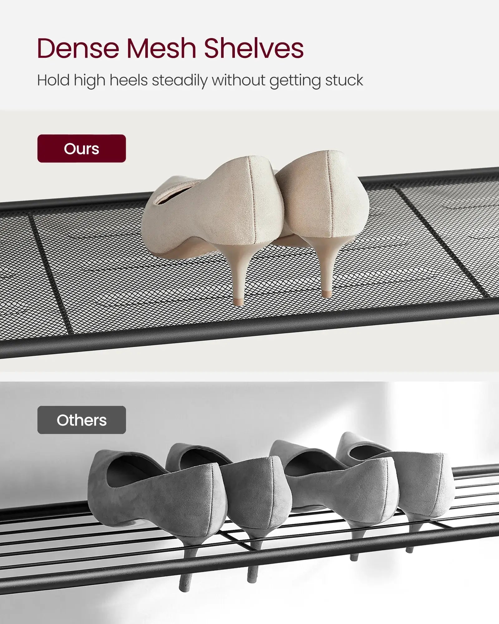 VASAGLE Shoe Rack, 5-Tier Shoe Storage Organizer with 4 Metal Mesh Shelves for 16-20 Pairs and Large Surface for Bags, for Entry from PriceLows™