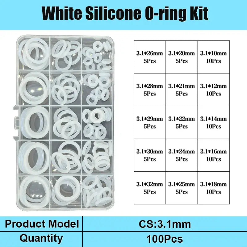 White Silicone O-ring VMQ O Ring Seal Gasket CS 1.5/2.0/2.4/3.1mm Insulated Waterproof Washer Round O Shape Oring Kit from PriceLows™